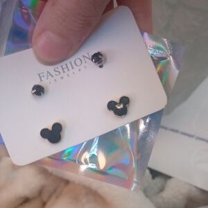 ♥️ Black Mickey Mouse Inspired Stud Earrings 🖤